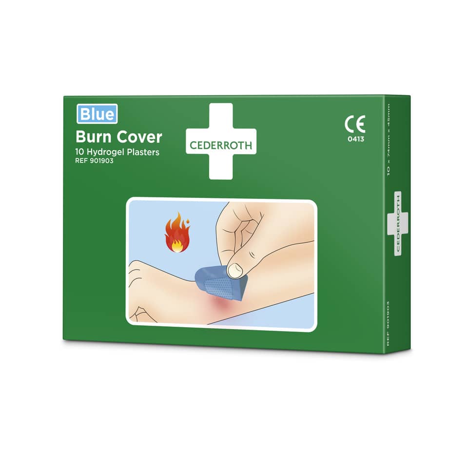 Verbrennungspflaster Burn Cover, 74 x 45 mm,  10 Stück, blau CEDERROTH 901903 CEDERROTH 901903 74x45mm