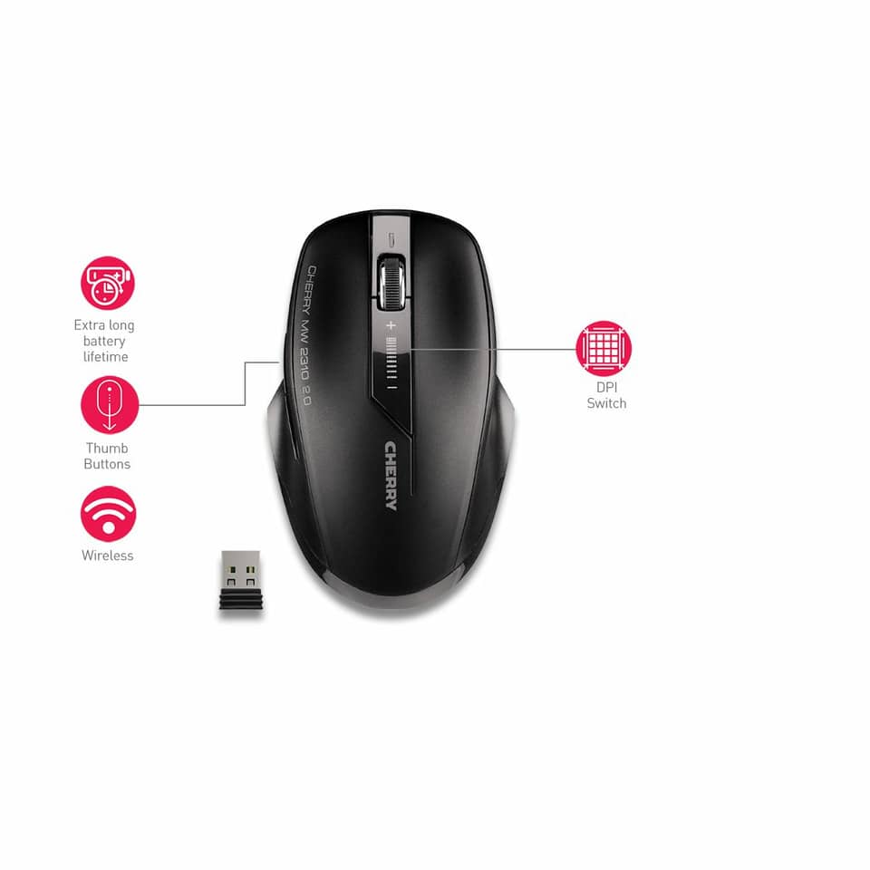 Maus MW 2310 2.0 Wireless, 6 Tasten, 2400dpi, kabellos, schwarz CHERRY JW-T0320 CHERRY 303673/JW-T0320