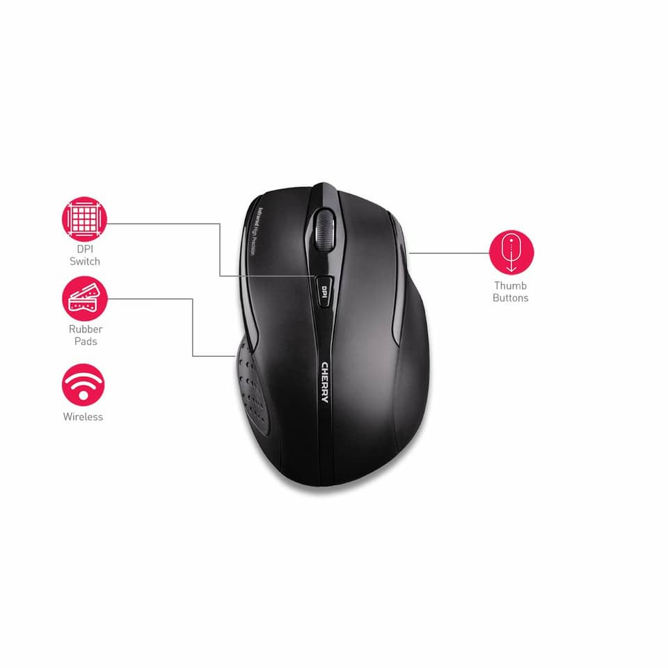 Maus MW 3000 Wireless - Rechtshänder, 5 Tasten, 1750dpi, kabellos, schwarz CHERRY JW-T0100 CHERRY 102860/JW-T0100