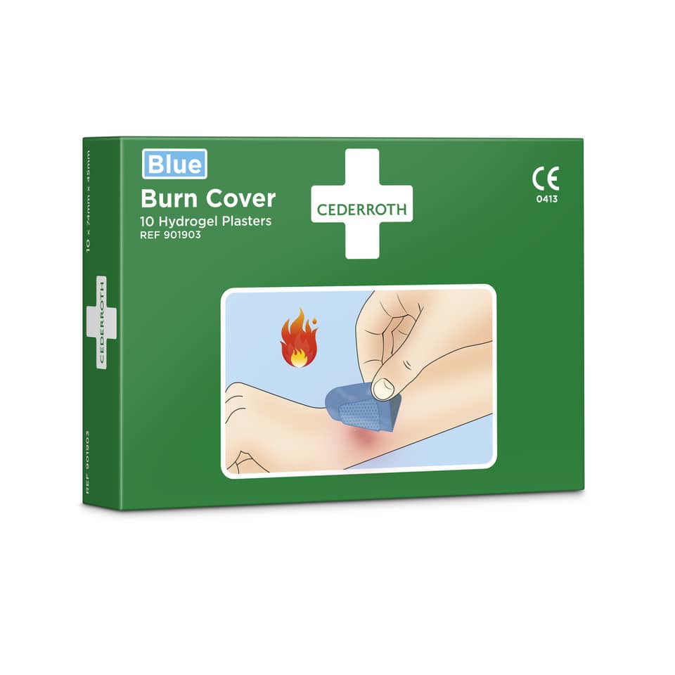Verbrennungspflaster Burn Cover, 74 x 45 mm,  10 Stück, blau CEDERROTH 901903 CEDERROTH 901903 74x45mm