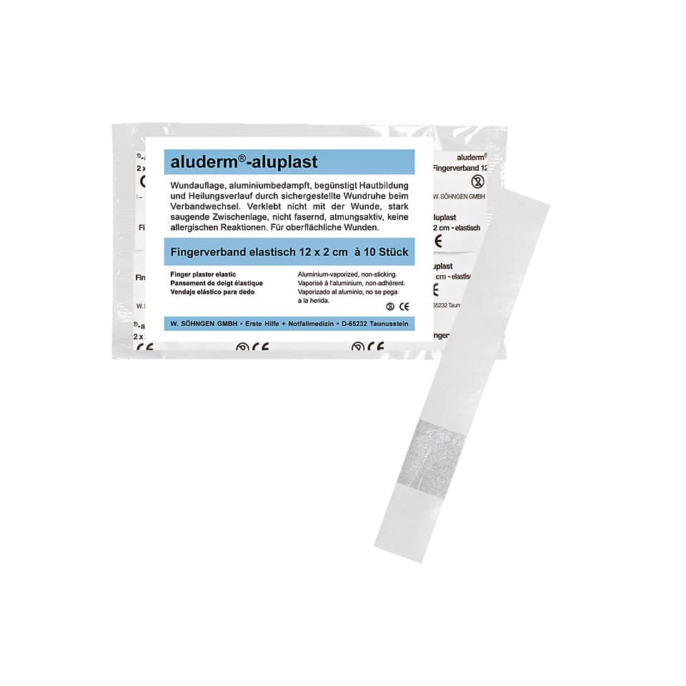 aluderm®-aluplast elastisch Fingerverband, 12 x 2 cm, 10 Stück ALUDERM+SILBER 1009163 aluderm+ 1009163