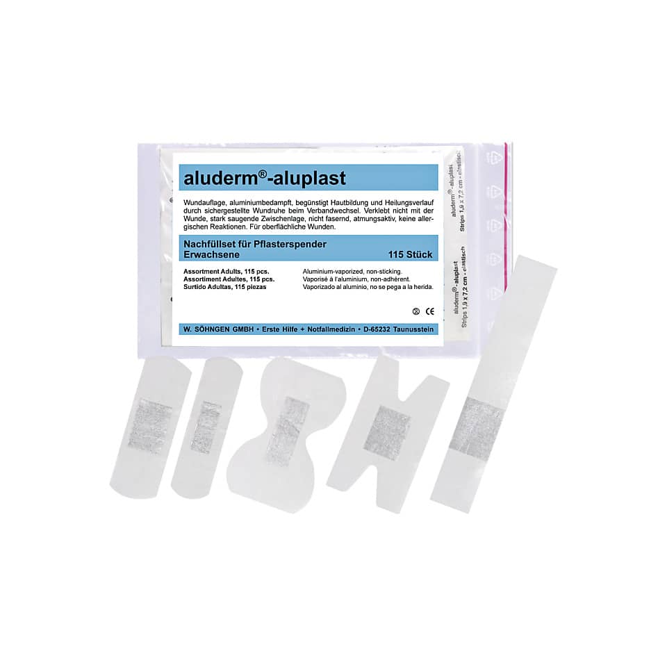 aluderm® Nachfüllset für Pflasterspender   115 Stück ALUDERM+SILBER 1009916 aluderm+ 1009916