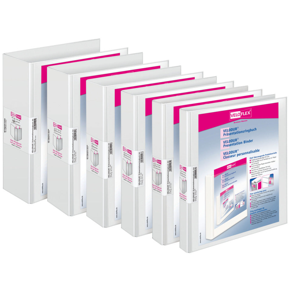 Präsentationsringbuch VELODUR®, A4, 4-Ring, 50mm, weiß VELOFLEX 4139190 VELODUR 4139190