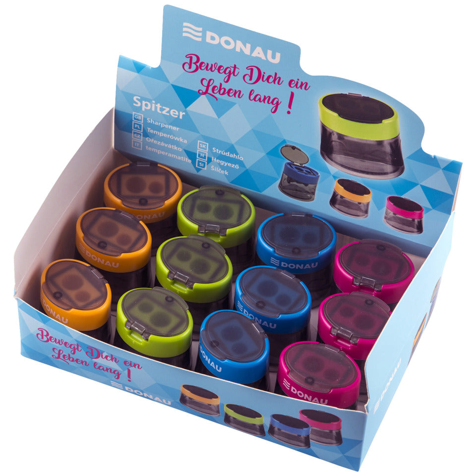 Dosenspitzer doppelt, 8/12 mm, transparent sortiert DONAU 7821008-99 DONAU 7821008-99 Display