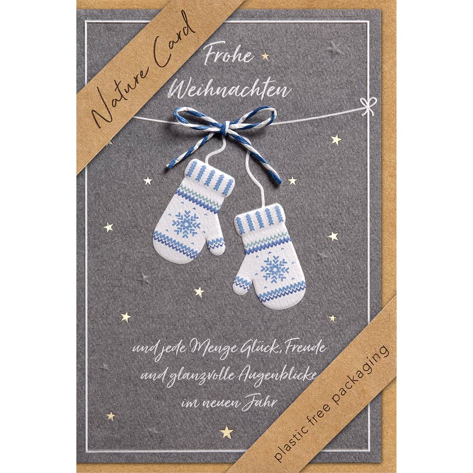 Weihnachtskarte Nature Cards Handmade Doppelkarte 11,5 x 17 cm mit Briefumschlag - Handschuhe BSB 22-6925 BSB 22-6925 Nature Card