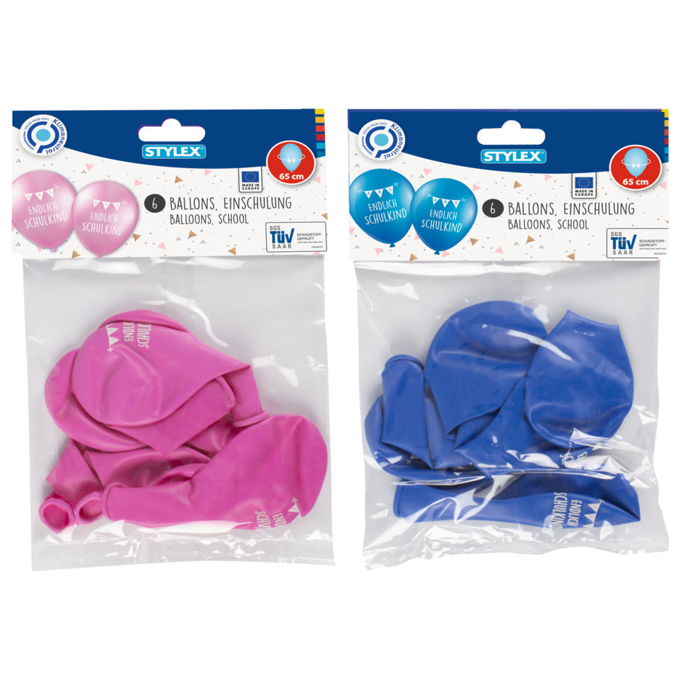 Luftballons Endlich Schulkind, 6er Beutel STYLEX 14757