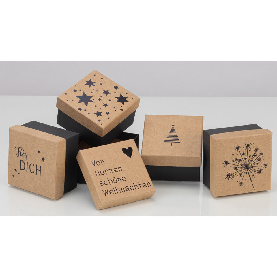 Weihnachts-Geschenkkarton Sprüche, 9x9x6cm, sortiert  1657-22000 1657-22000 9x9x6cm