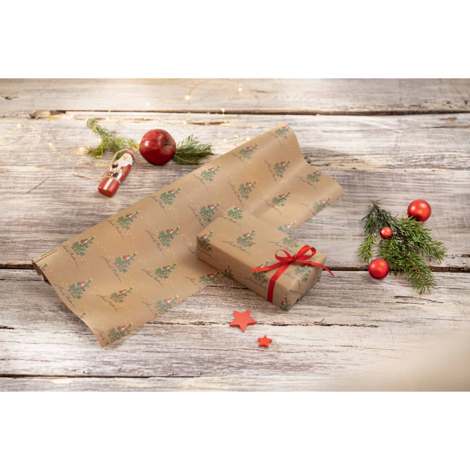 Weihnachts-Geschenkpapier Christmas with apples, 50cmx5m, 100g/m², natur SIGEL GP123 SIGEL GP123 100g/m² natur
