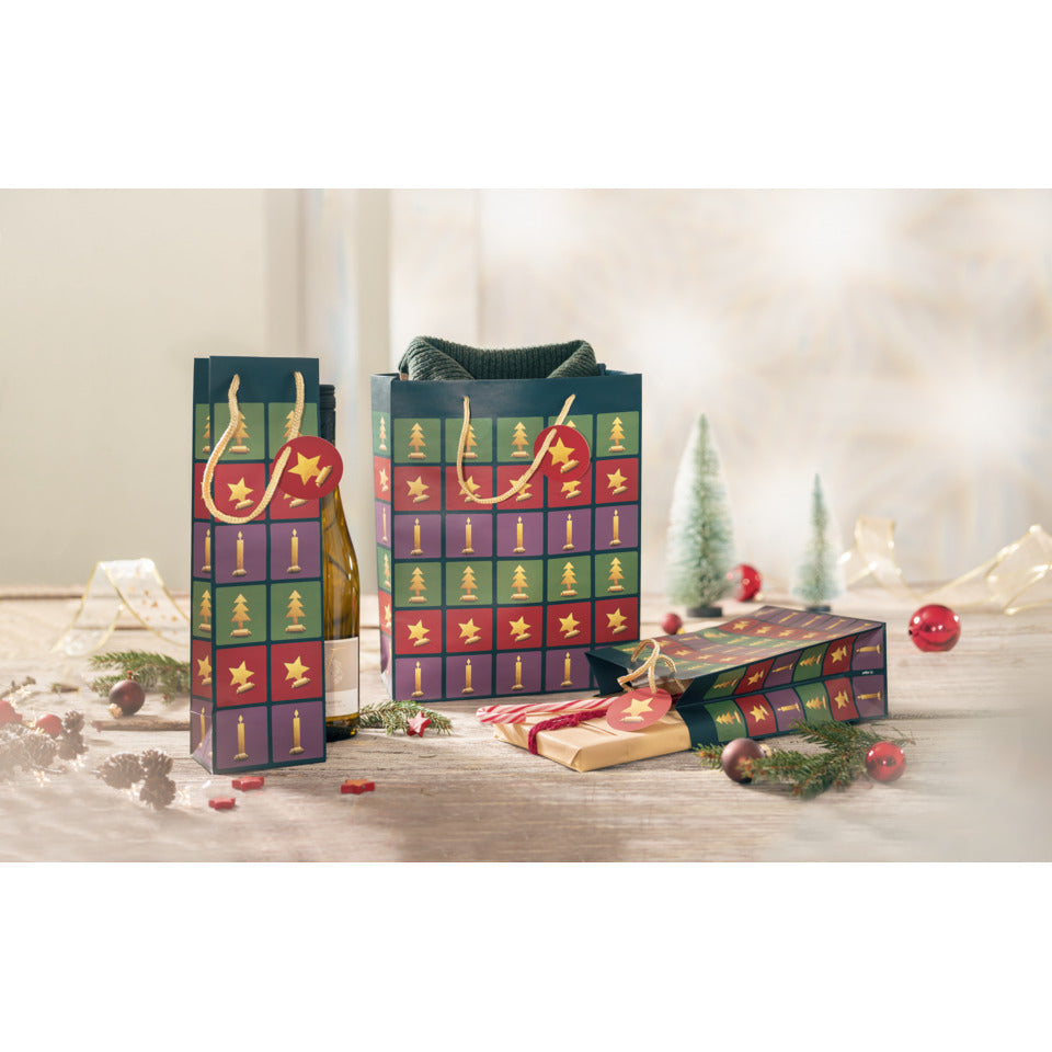 Weihnachts-Geschenktragetasche Cut-out style, 26x33x12cm, bunt/petrol SIGEL GT046 SIGEL GT046 33x26x12cm  Cut-out style