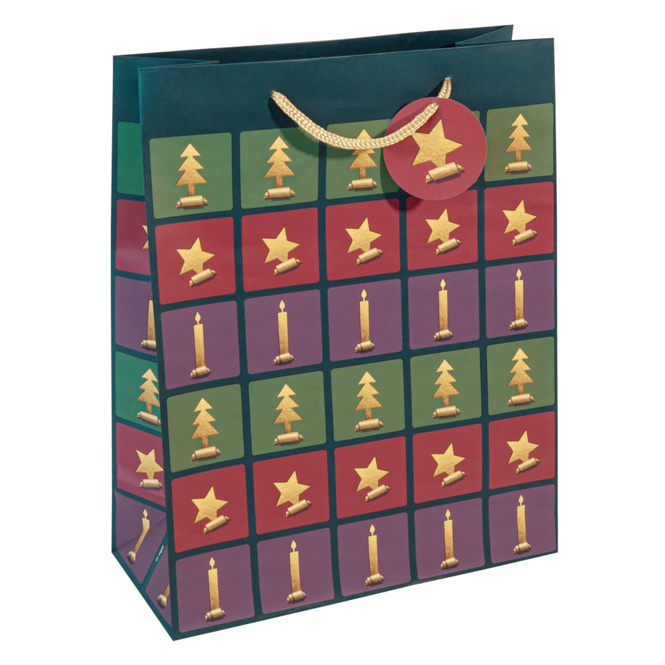 Weihnachts-Geschenktragetasche Cut-out style, 26x33x12cm, bunt/petrol SIGEL GT046 SIGEL GT046 33x26x12cm  Cut-out style