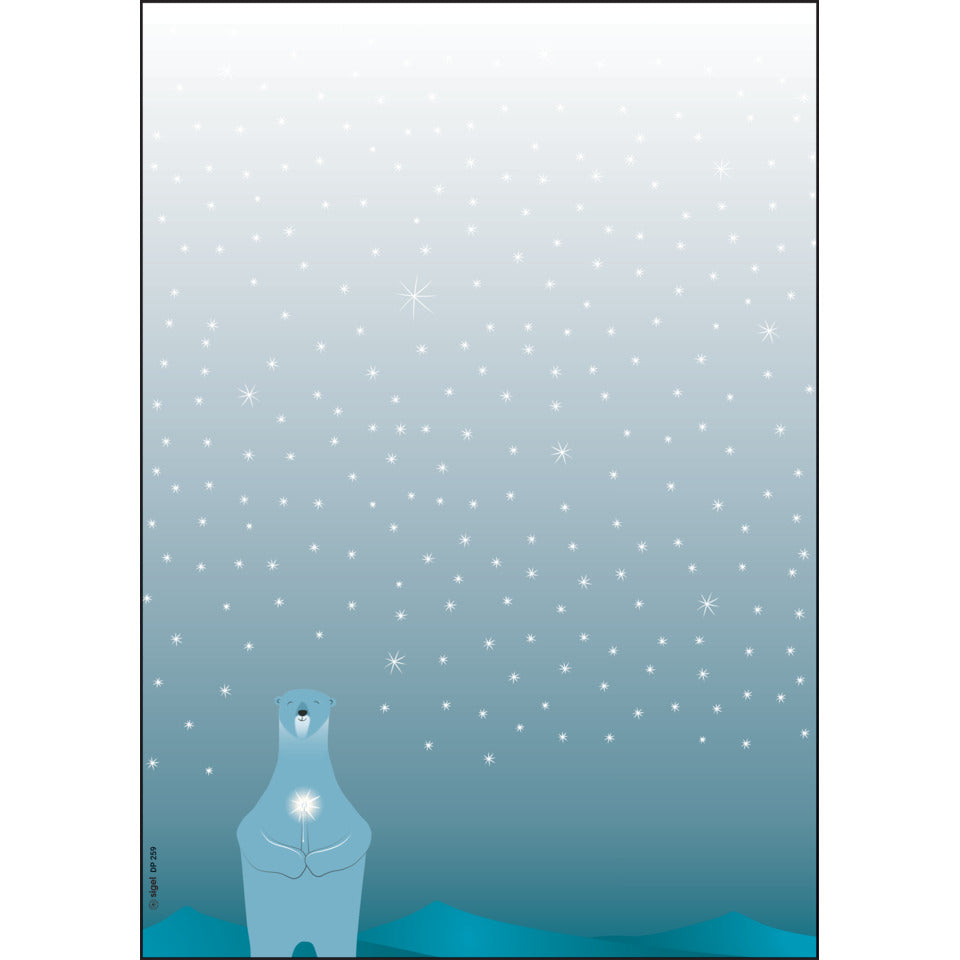 Weihnachts-Motiv-Papier Polar bear with candle, A4, 90g/m², 25 Blatt SIGEL DP259 SIGEL DP259 90g A4 petrol