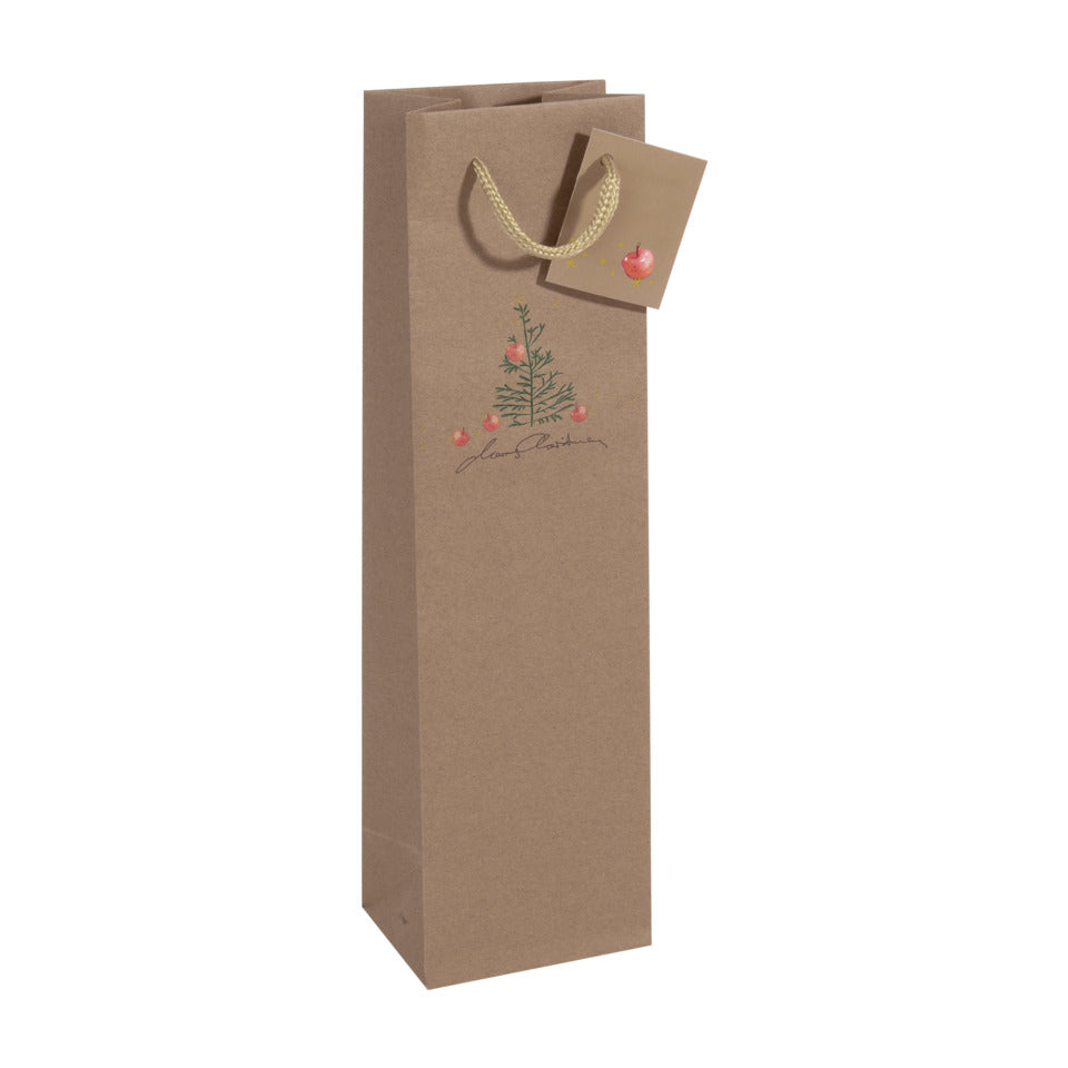 Weihnachts-Flaschentragetasche Christmas with apples, 10x35x8cm, natur SIGEL GT042 SIGEL GT042 35x10x8cm