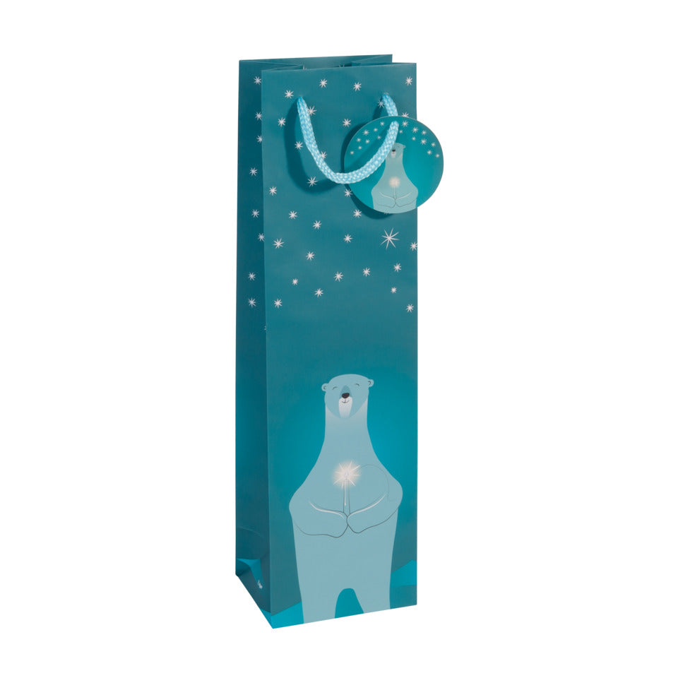 Weihnachts-Flaschentragetasche Polar bear with candle, 10x35x8cm, petrol SIGEL GT054 SIGEL GT054 35x10x8cm