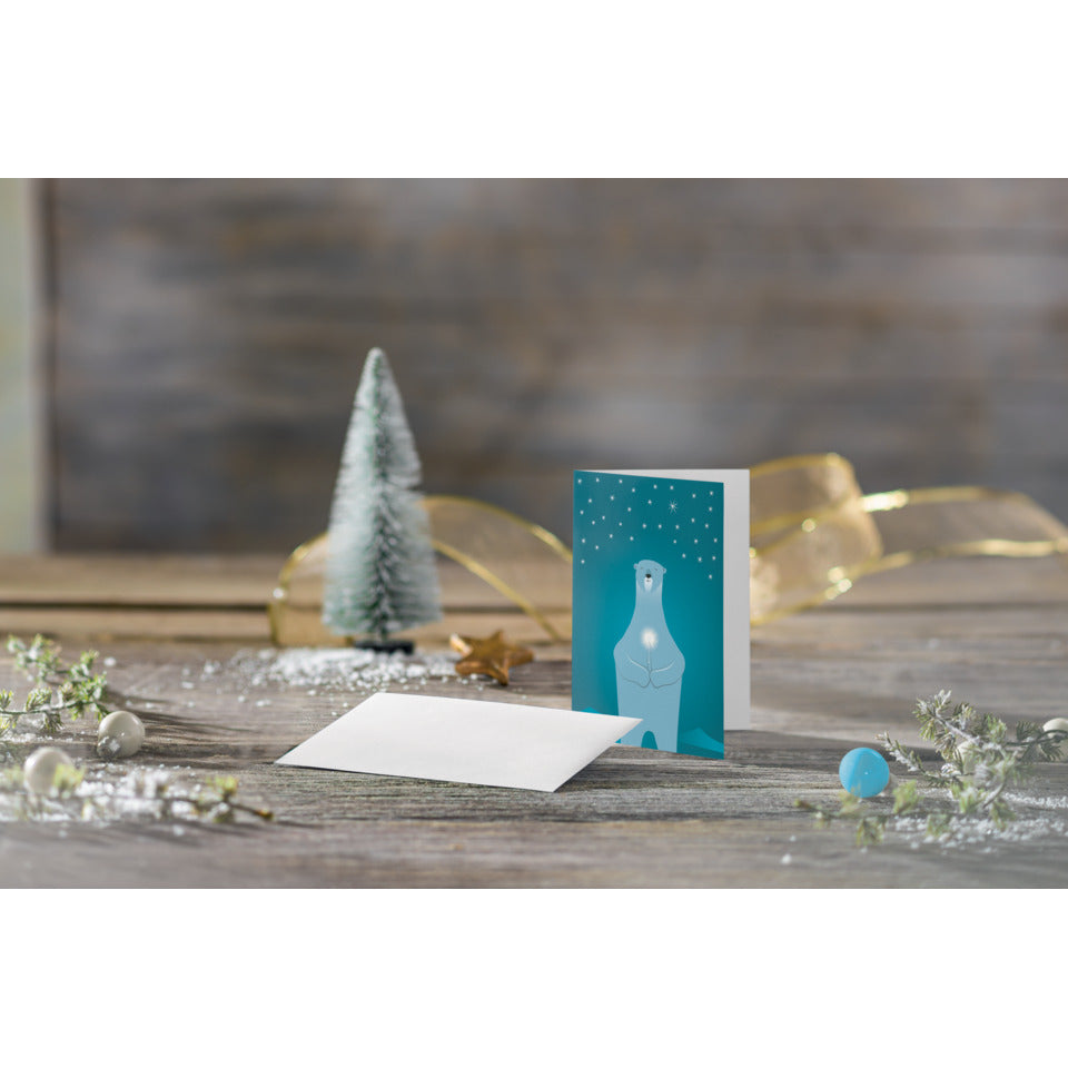 Weihnachtskarte Polar bear with candle, A6, 250g/m², 10 Stück SIGEL DS077 SIGEL DS077 A6 250g/m²