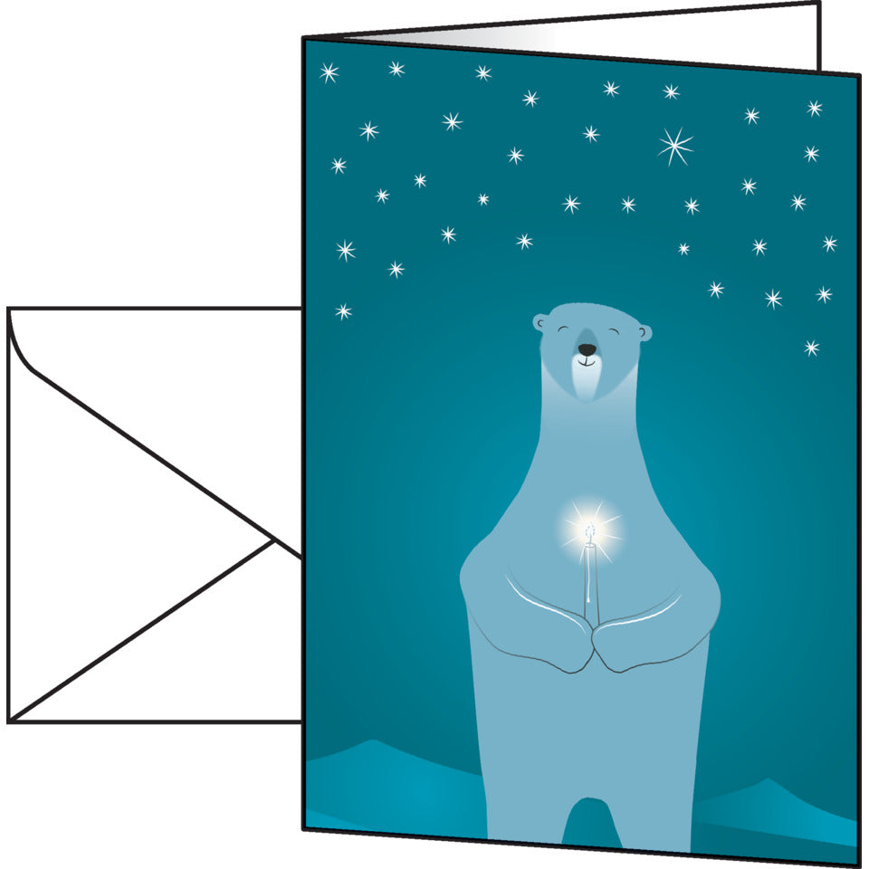 Weihnachtskarte Polar bear with candle, A6, 250g/m², 10 Stück SIGEL DS077 SIGEL DS077 A6 250g/m²