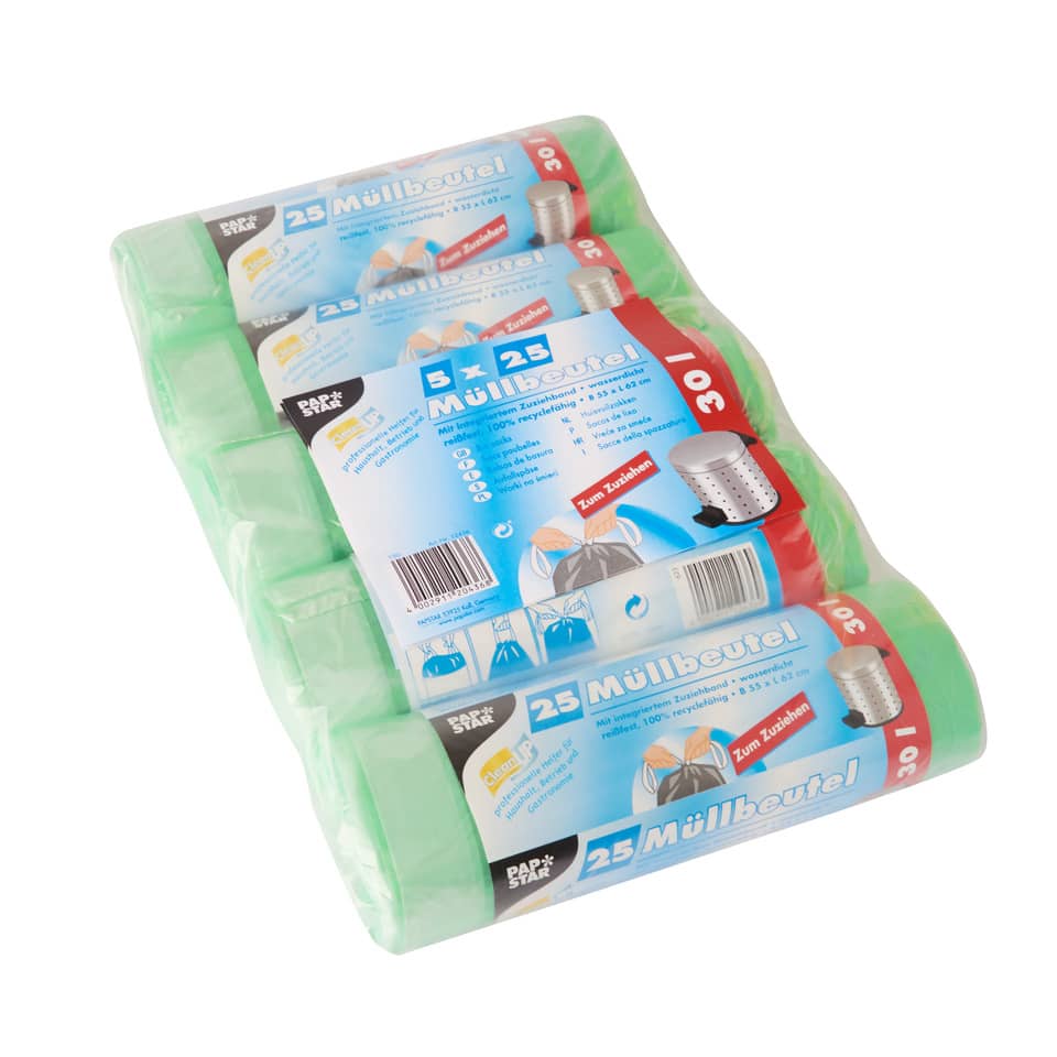 Müllbeutel mit Zugband, 30L, 125 Stück, grün STARPAK 12436 STARPAK 12436 HDPE 30Liter