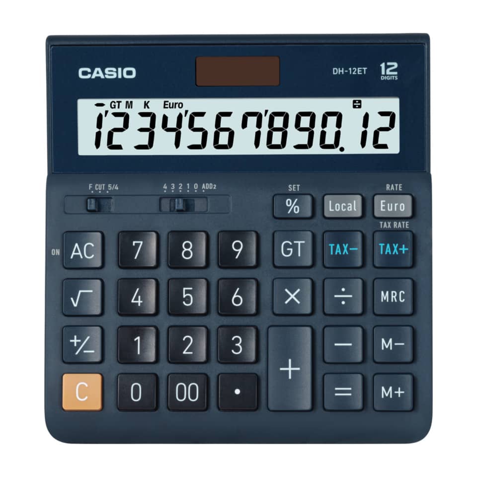 Tischrechner groß, Steuerberechnung, Währungsumrechnung, 12-stellig CASIO DH-12ET