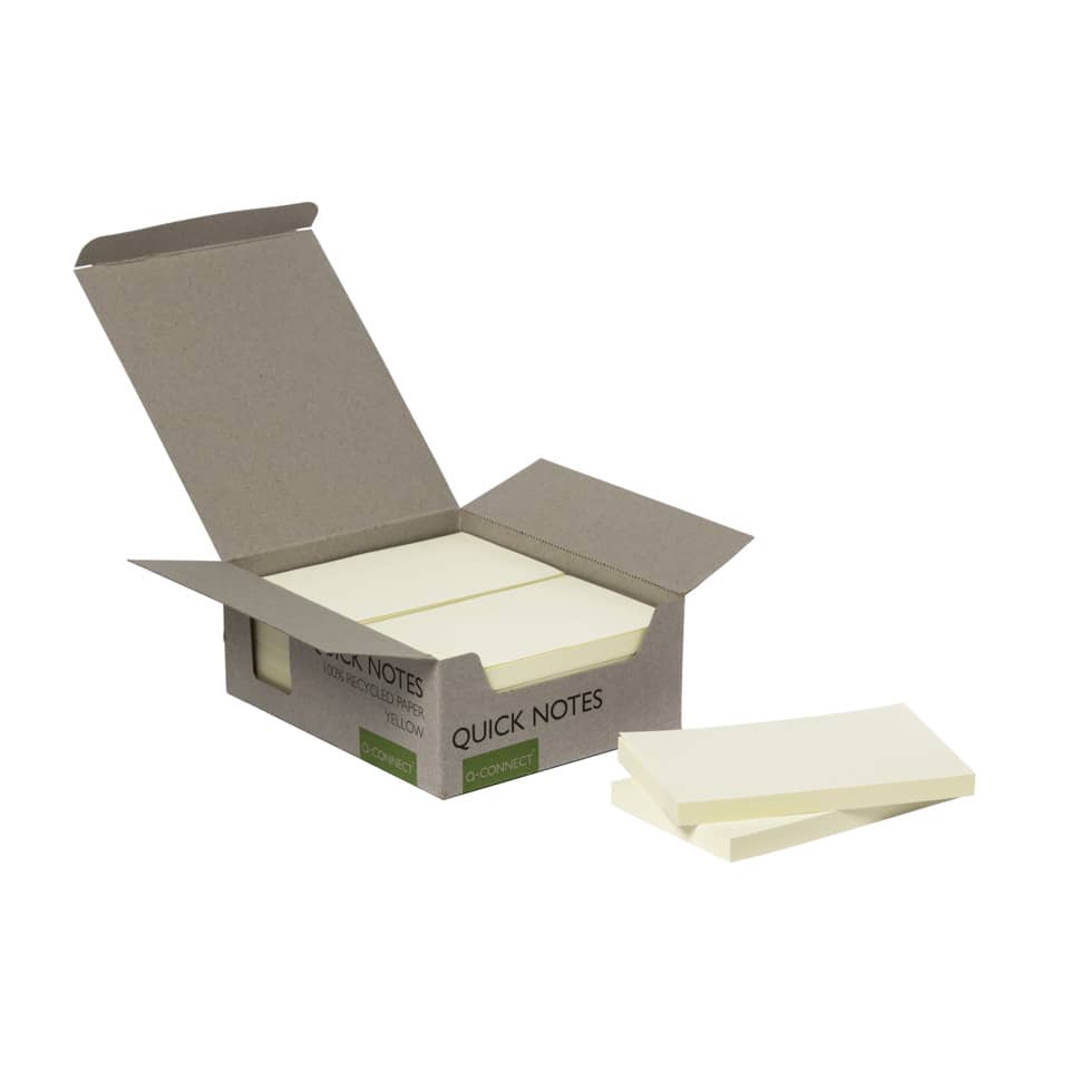 Haftnotizblock Recycling Ouick Notes, 100 Blatt, 12 Stück, 76x127mm, gelb Q-CONNECT KF17322 Q-CONNECT KF17322 127x76mm