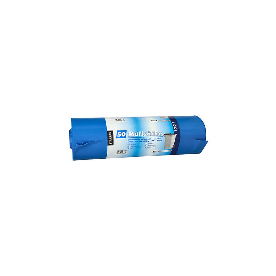 Müllsack 120 Liter, LDPE 45 my blau   50 Stück STARPAK 12388 STARPAK 12388 110x70cm
