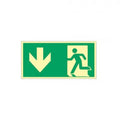 Notausgang links Pfeil unten, ISO 7010, Kunststoff langnachleuchtend, 29,7x14...
