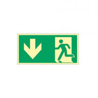 Notausgang links Pfeil unten, ISO 7010, Kunststoff langnachleuchtend, 29,7x14...