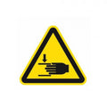Warnung vor Handverletzungen ISO 7010, Folie selbstklebend, 10 cm Seitenlänge