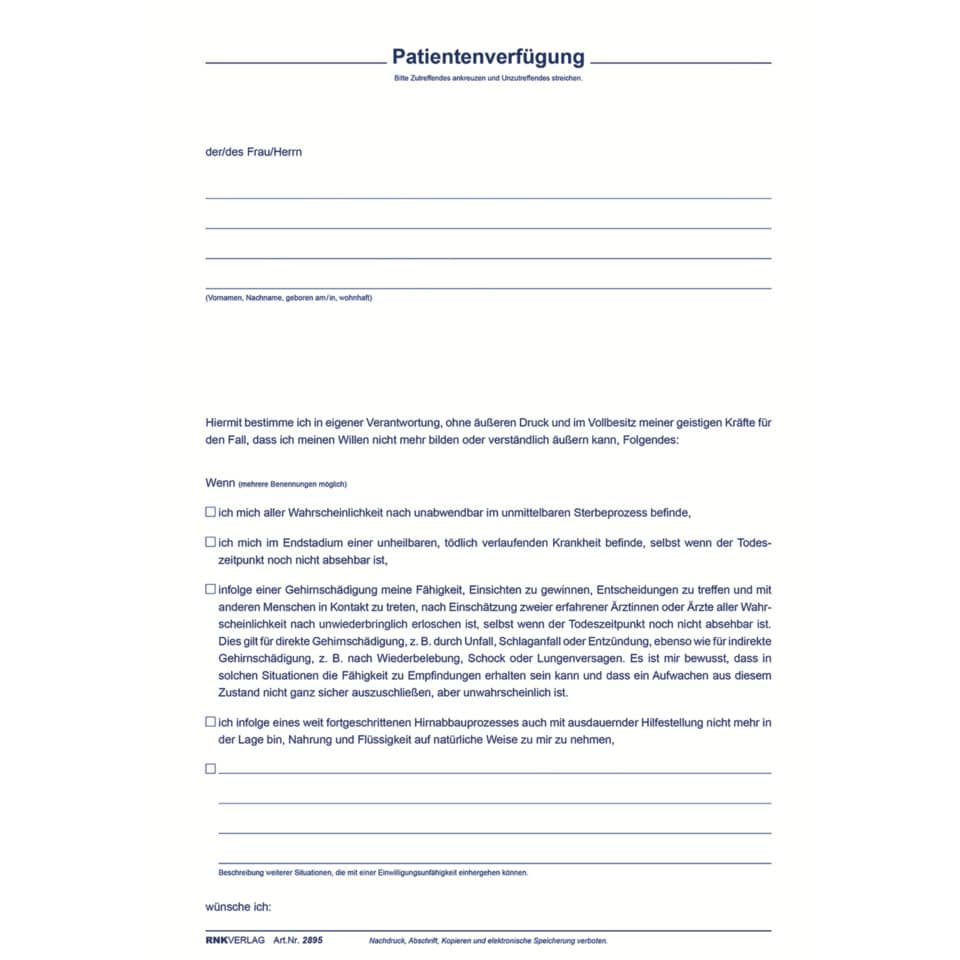 Mappe Meine Patientenverfügung, A4, dunkelblau RNK 28962 RNK 28962 225x310mm