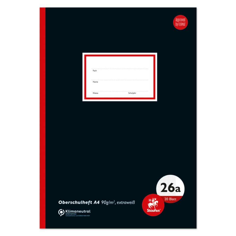 Oberschulheft, A4, kariert mit Rand, Lin.26a, 20 Blatt STAUFEN STYLE 734012201