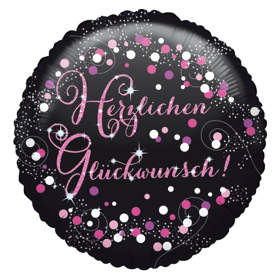 Folienballon Herzlichen Glückwunsch, Ø43cm, sparkling pink AMSCAN 3771501 AMSCAN 3771501 Sparkling 43cm D.