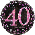 Folienballon Happy Birthday 40, Ø43cm, sparkling pink AMSCAN 3378601 AMSCAN 3378601 Sparkling 43cm D