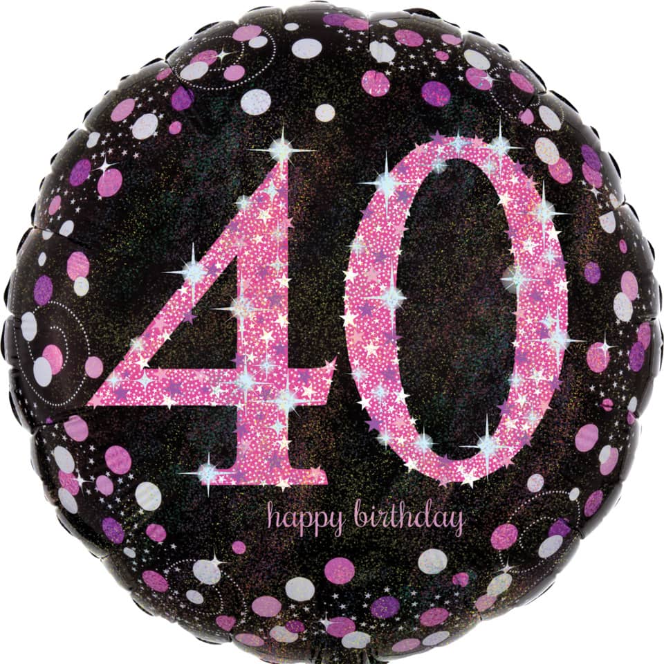 Folienballon Happy Birthday 40, Ø43cm, sparkling pink AMSCAN 3378601 AMSCAN 3378601 Sparkling 43cm D