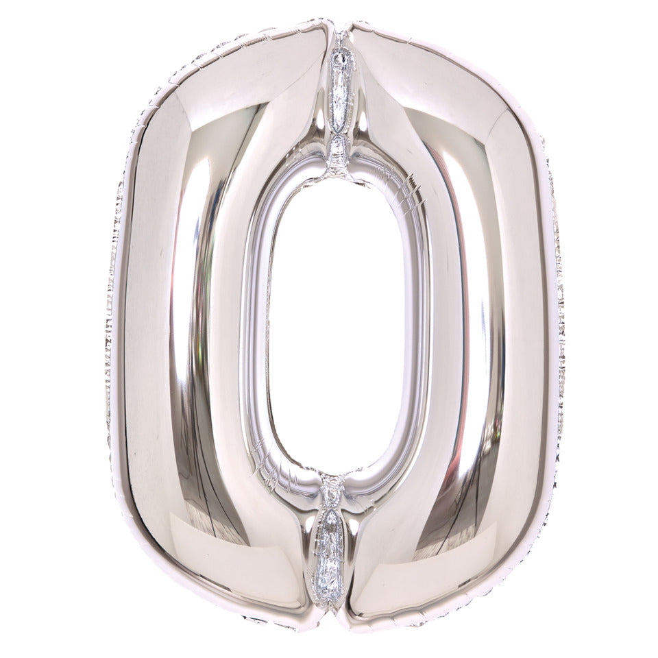 Folienballon Zahl 0, 86x63cm, silber AMSCAN 9913225 AMSCAN 9913225/1-10241 66cm,