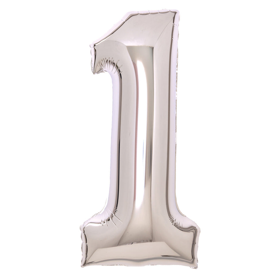Folienballon Zahl 1, 86x42cm, silber AMSCAN 9913226 AMSCAN 9913226/1-10242 66cm