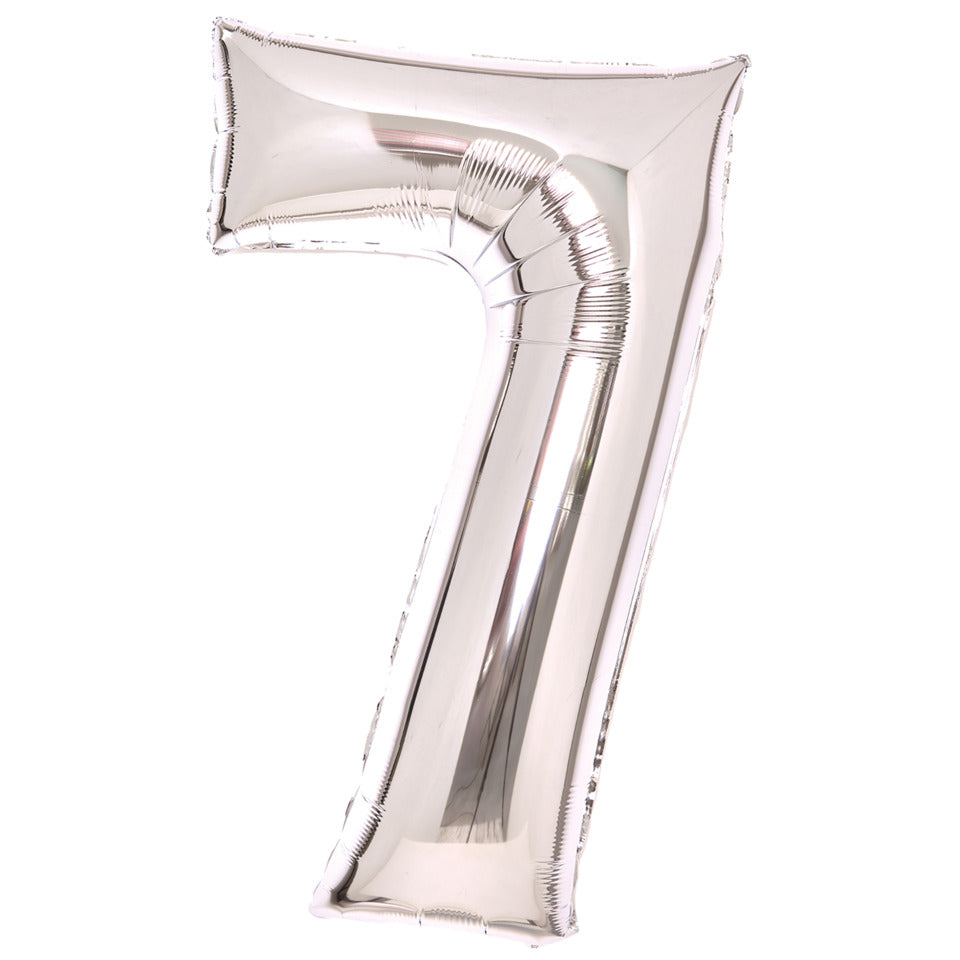 Folienballon Zahl 7, 61x85cm, silber AMSCAN 9913232 AMSCAN 9913232/1-10248 66cm