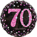 Folienballon Happy Birthday 70, Ø43cm, sparkling pink AMSCAN 3378901 AMSCAN 3378901 Sparkling 43cm D.