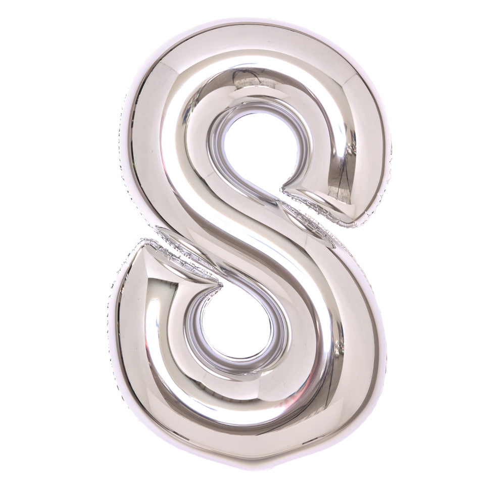 Folienballon Zahl 8, 105x64cm, silber AMSCAN 9913233 AMSCAN 9913233/1-10249 66cm