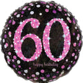 Folienballon Happy Birthday 60, Ø43cm, sparkling pink AMSCAN 3378801 AMSCAN 3378801 Sparkling 43cm D.