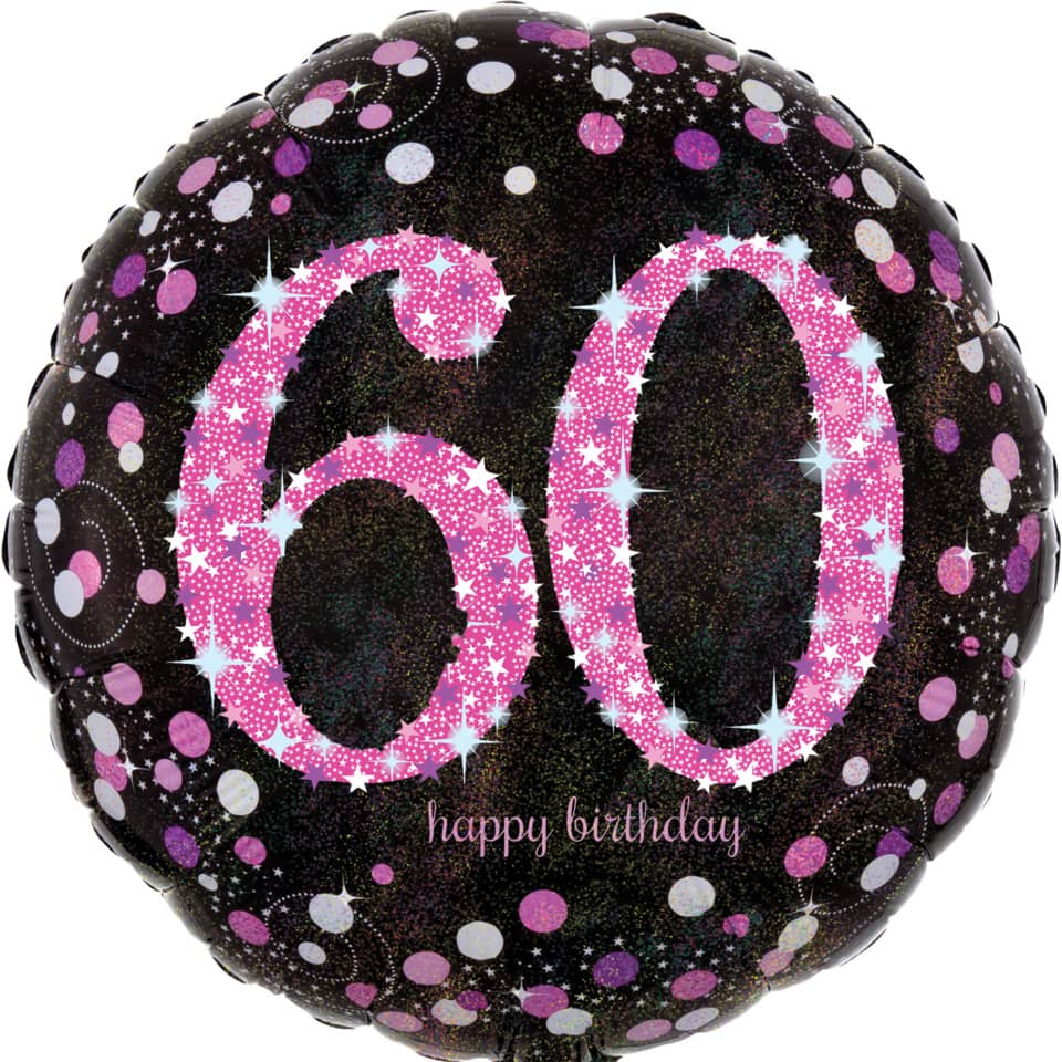 Folienballon Happy Birthday 60, Ø43cm, sparkling pink AMSCAN 3378801 AMSCAN 3378801 Sparkling 43cm D.
