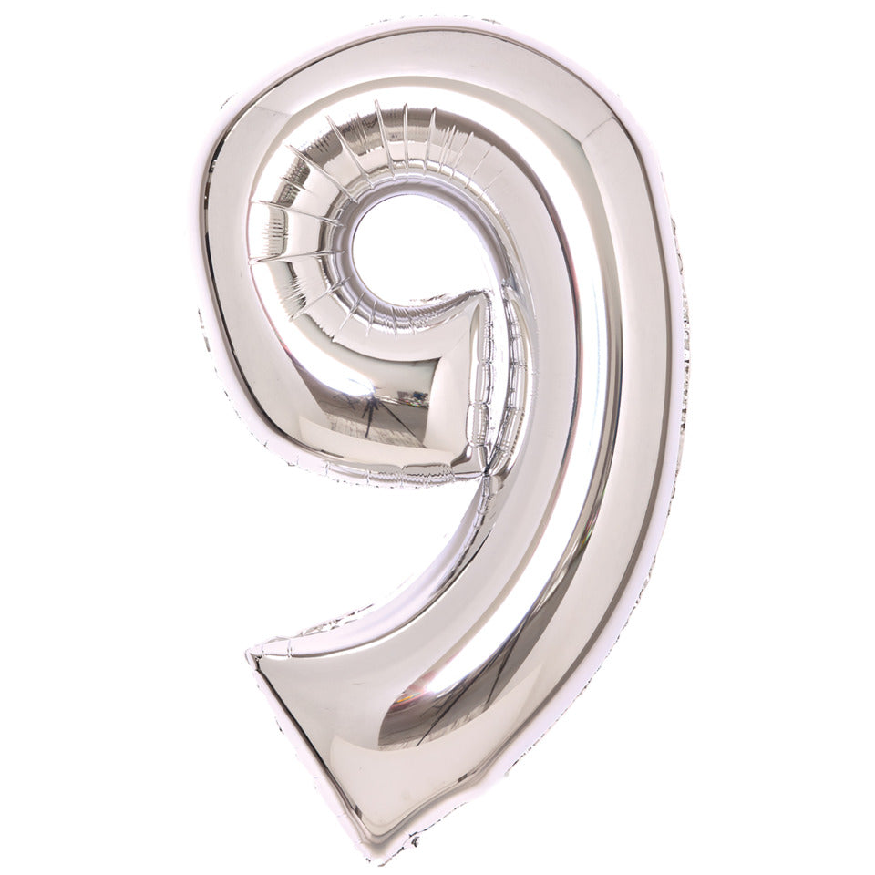 Folienballon Zahl 9, 94x62cm, silber AMSCAN 9913234 AMSCAN 9913234/1-10250 66cm