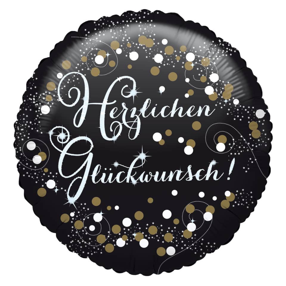 Folienballon Herzlichen Glückwunsch, Ø43cm, sparkling weiß AMSCAN 3771401 AMSCAN 3771401 Sparkling