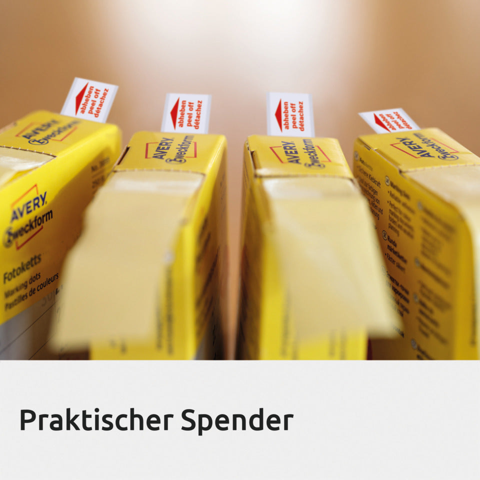 Fotokleber Kartonspender, 400 Stück AVERY ZWECKFORM 3516 ZWECKFORM 3516 im Spender