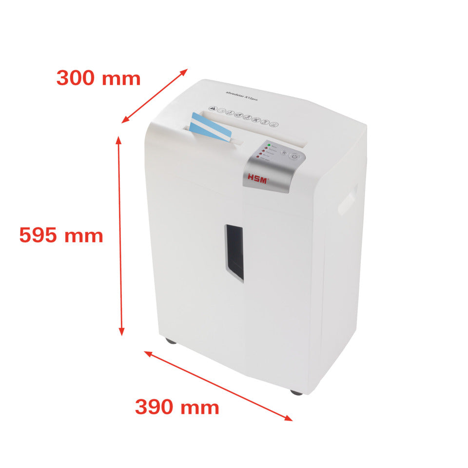 Aktenvernichter shredstar X12pro, Partikelschnitt 2x15mm, P4, 12 Blatt, weiß/silber HSM 1033121 HSM 1033121 Partikel 2x15mm