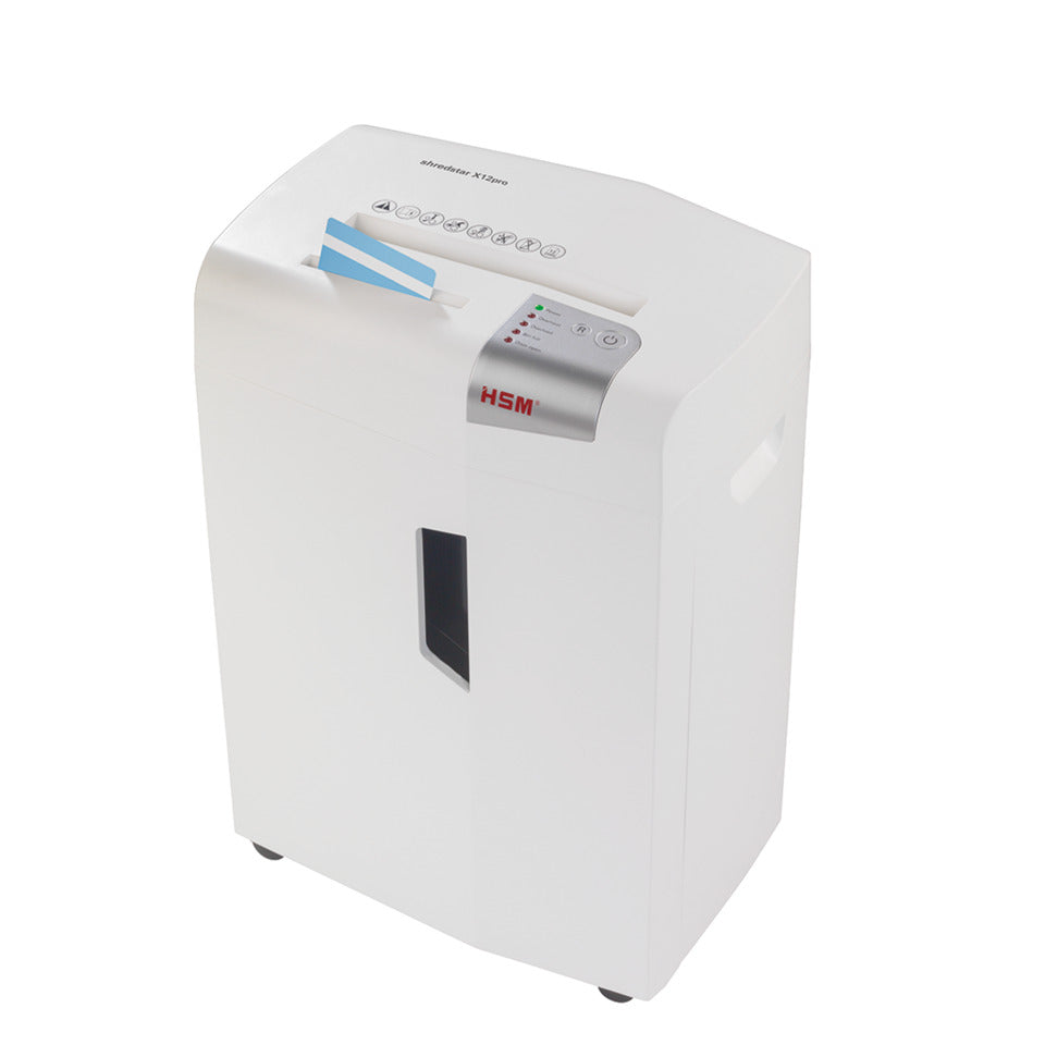 Aktenvernichter shredstar X12pro, Partikelschnitt 2x15mm, P4, 12 Blatt, weiß/silber HSM 1033121 HSM 1033121 Partikel 2x15mm