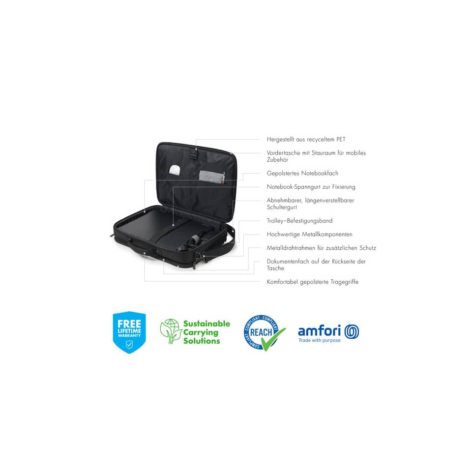 Notebooktasche Eco Multi Plus Base 15,6" schwarz DICOTA 304560 DICOTA D30491-RPET 304560