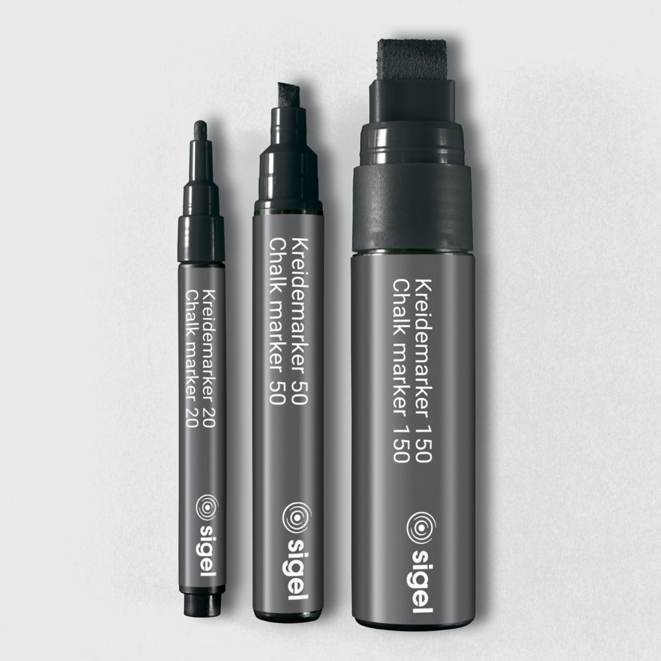 Kreidemarker 20, 1-2mm, Rundspitze, 2 Stück, schwarz SIGEL BA177 SIGEL BA177 Rundspitze 20