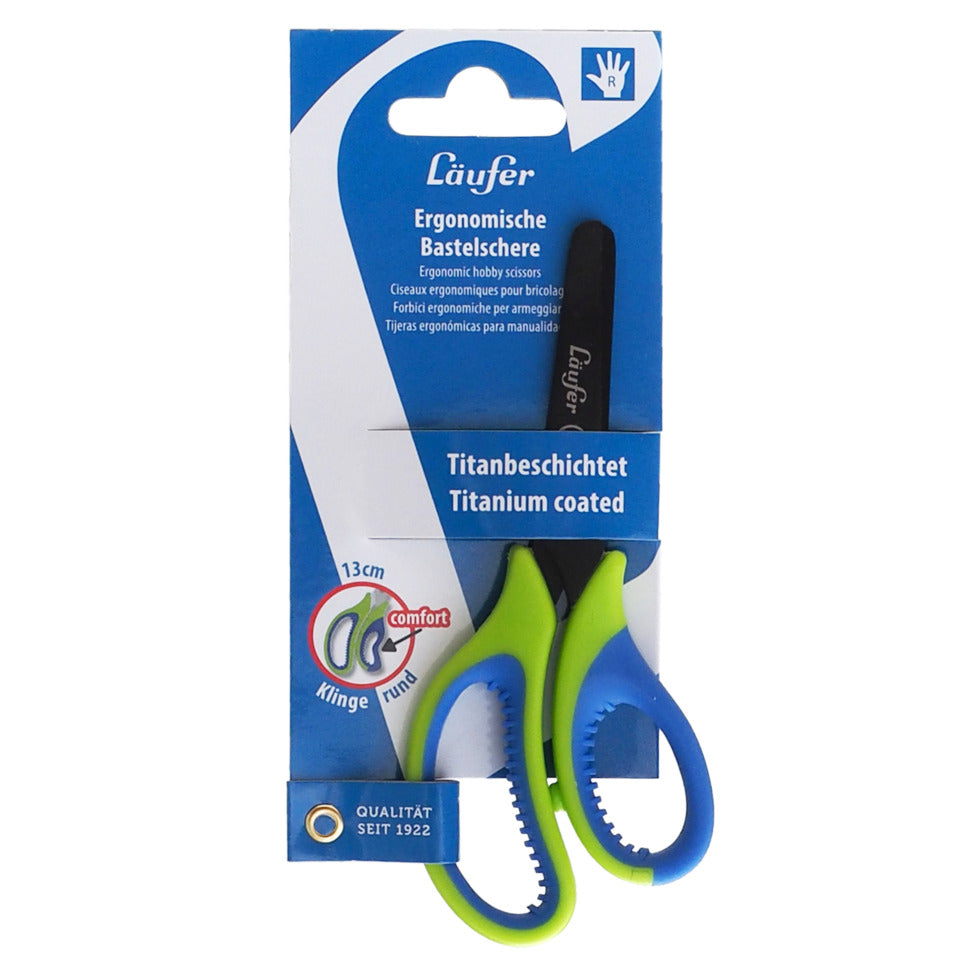 Bastelschere ergonomisch, 13cm, grün/blau LÄUFER 87221 LÄUFER 87221 ergonomisch