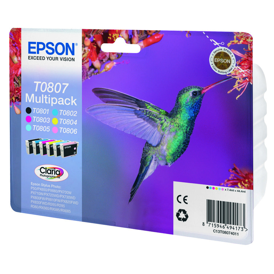 Inkjetpatrone 6 Stück Color Pack EPSON C13T08074011