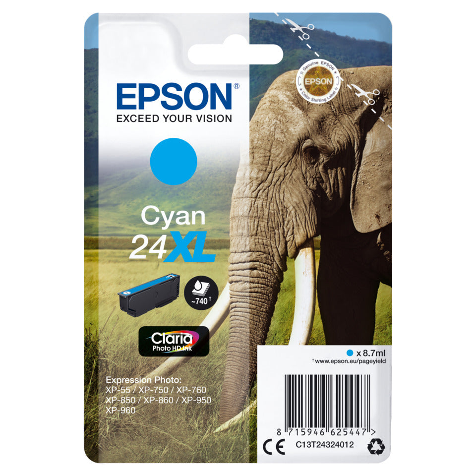 Inkjetpatrone Nr. 24XL foto cyan   8,7ml EPSON C13T24324012 EPSON C13T24324012 8,7ml