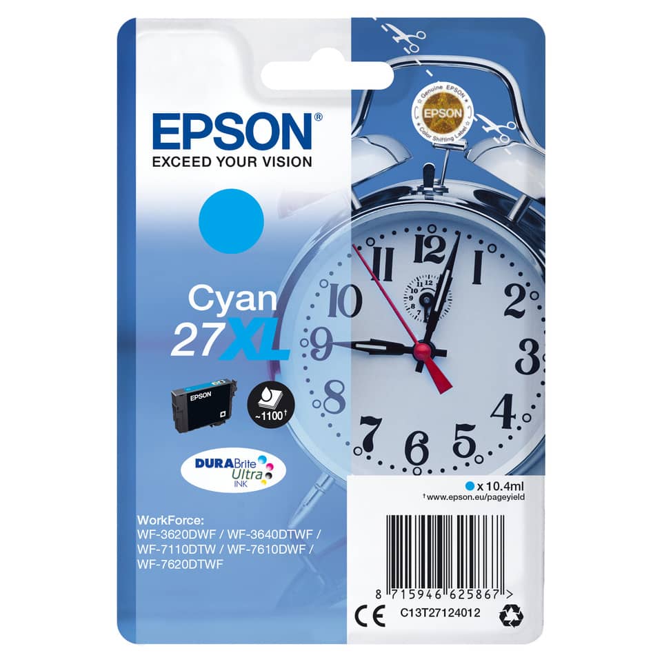 Inkjetpatrone Nr. 27XL cyan EPSON C13T27124012
