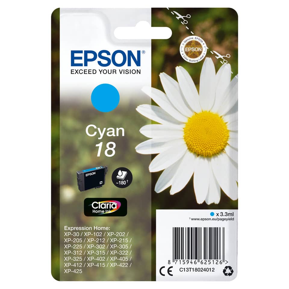 Inkjetpatrone Nr. 18 cyan   3,3ml EPSON C13T18024012 EPSON C13T18024012 3,3ml
